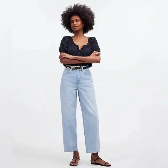 Madewell The Perfect Vintage Wide-Leg Crop Jean Light Wash - Picture 1 of 10